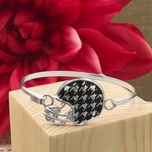 🌼 Houndstooth Football Helmet Silver Alabama Bracelet